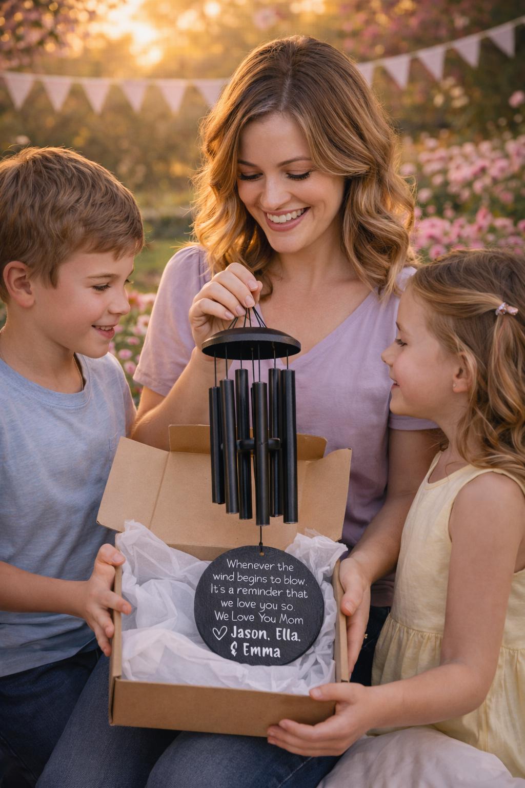 Personalized Wind Chime for Mom from Kids - color and style options