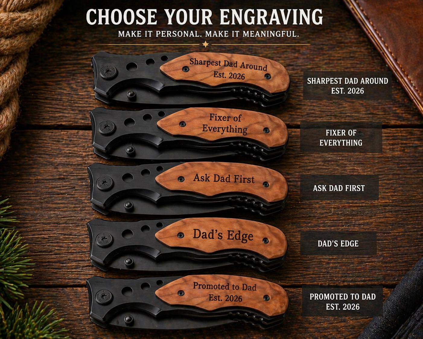 Personalized Dad Knife - personalized engraved gift, family-made in Long Island