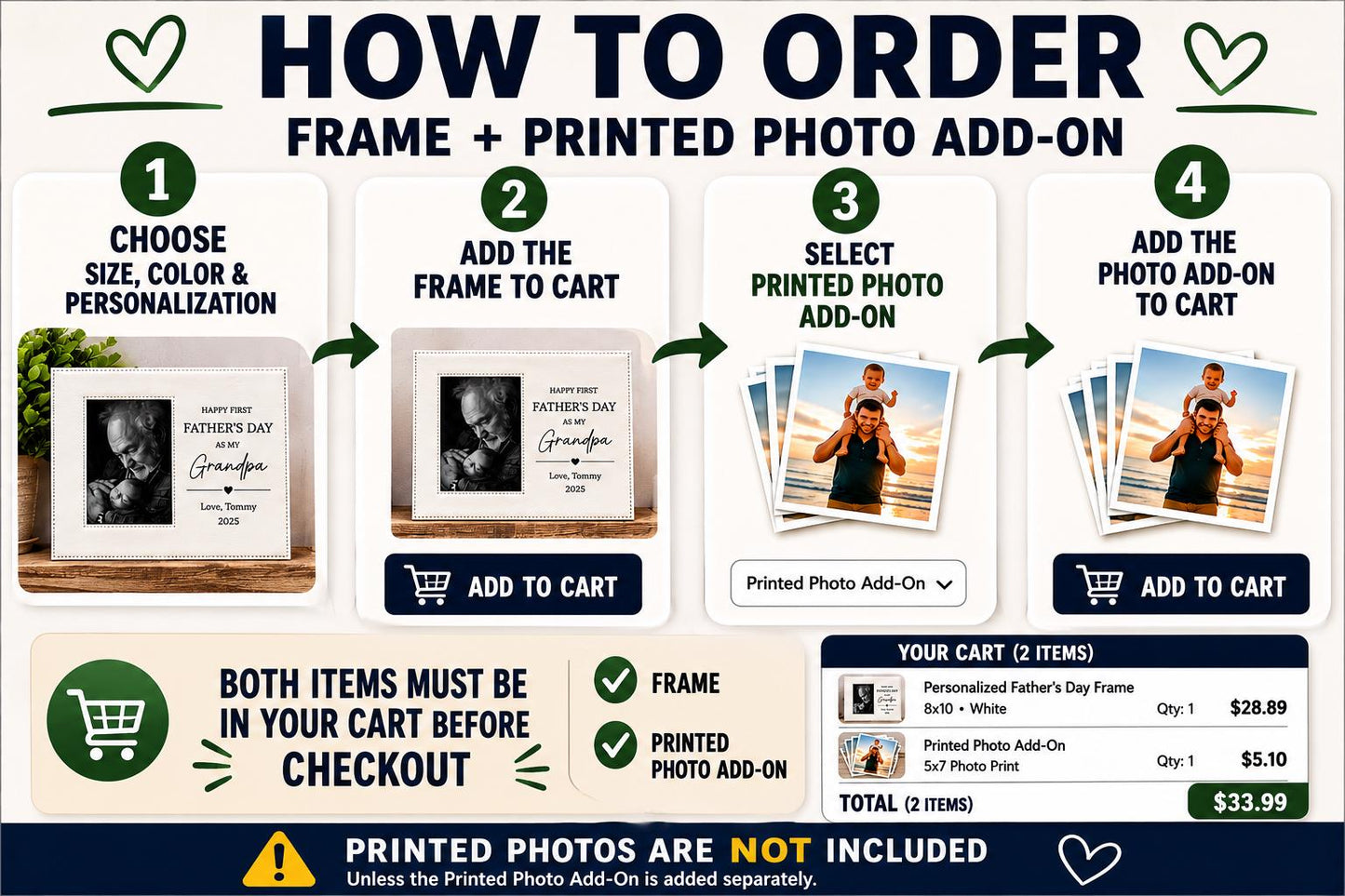 Personalized First Fathers Day Frame for Grandpa - personalization example