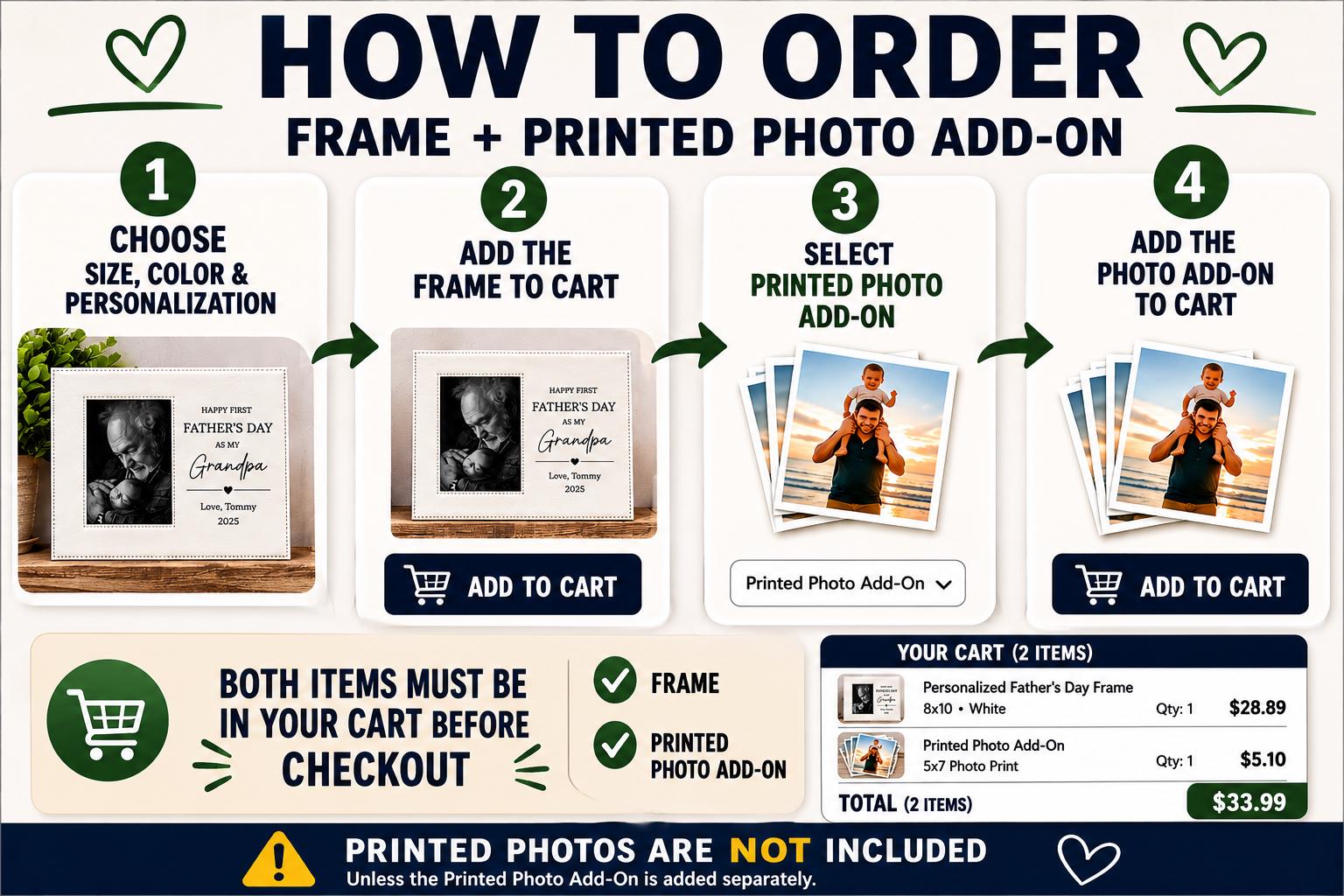Personalized First Fathers Day Frame for Grandpa - personalization example