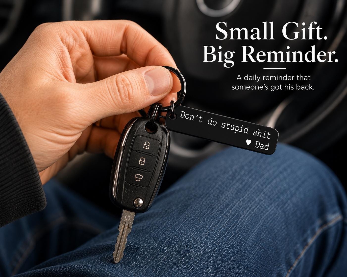 Funny Teen Driver Keychain - close-up of the custom engraving
