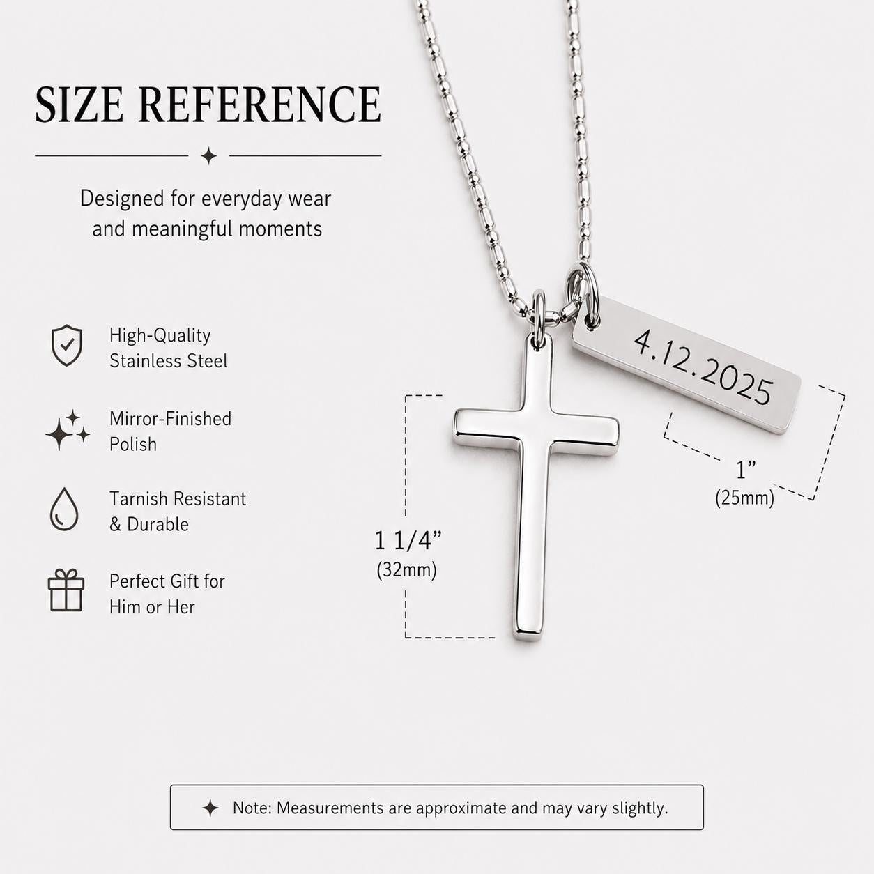 Personalized Cross Necklace for Boys - color and style options