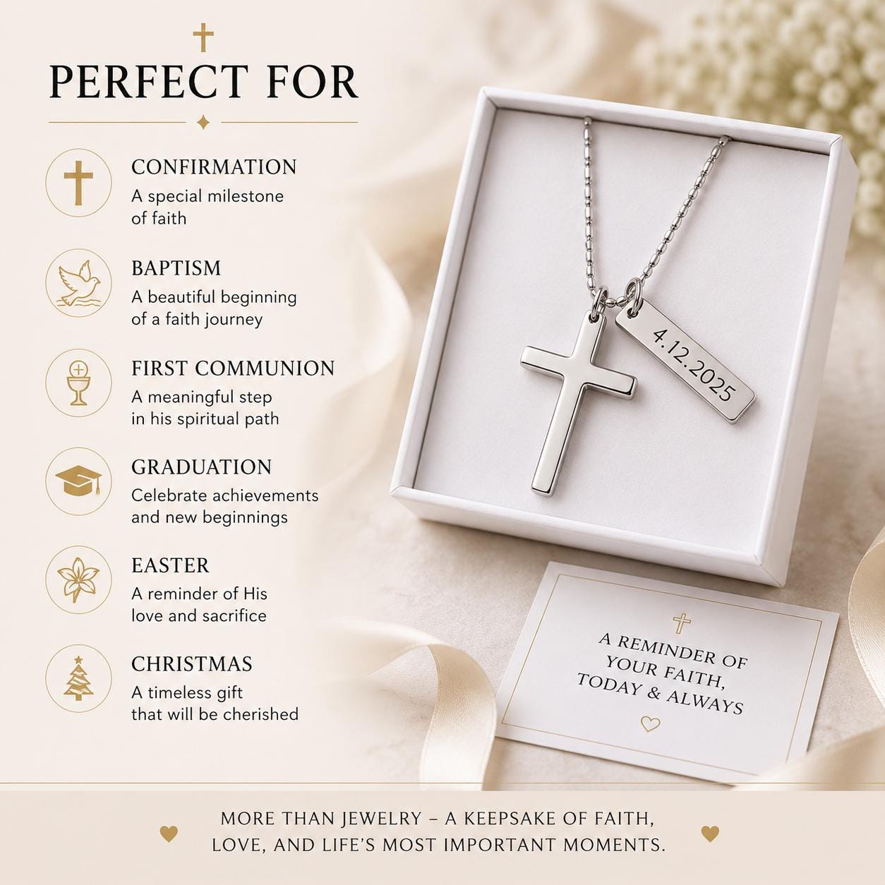 Personalized Cross Necklace for Boys - personalization example