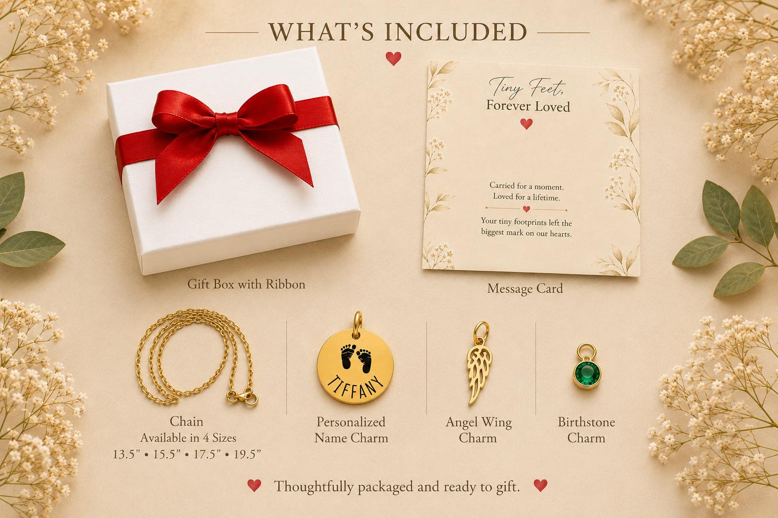 Miscarriage Memorial Necklace - personalization example