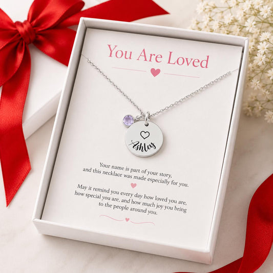 Personalized Child Necklace - close-up of the custom engraving