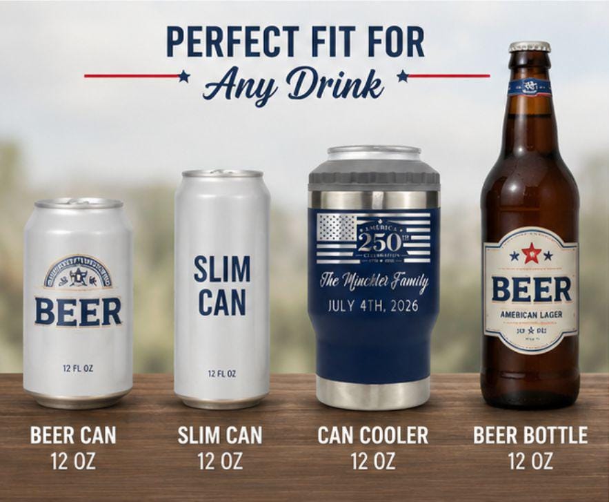 250th Anniversary Can Cooler - personalization example