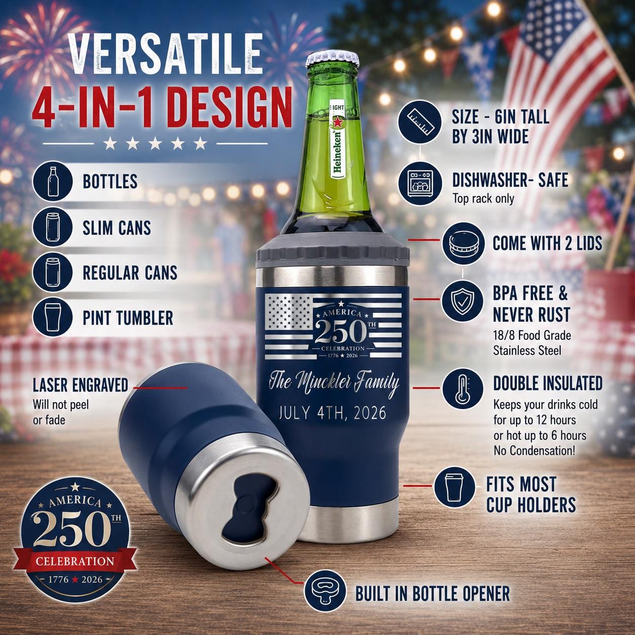 250th Anniversary Can Cooler - a thoughtful custom gift