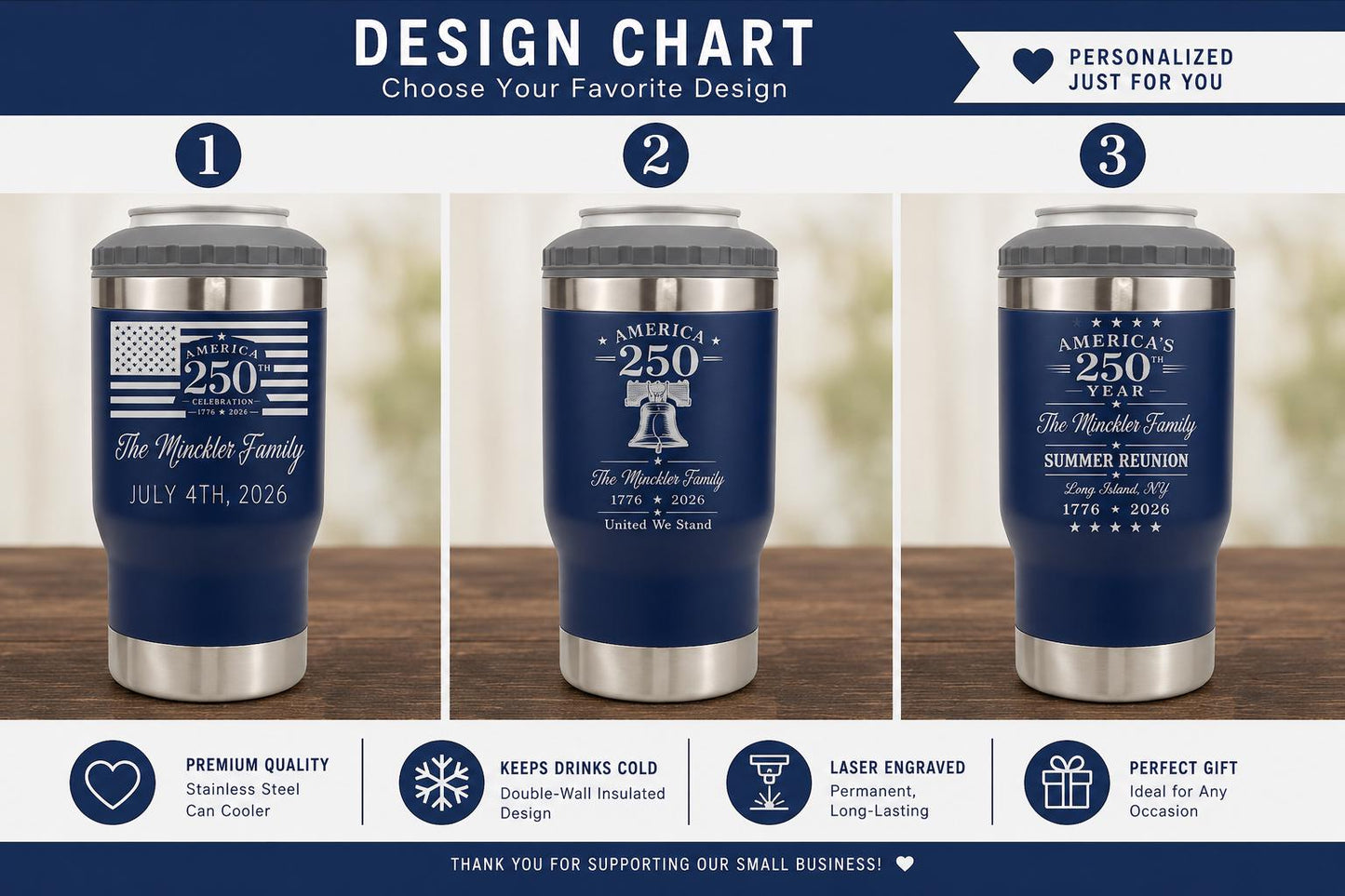 250th Anniversary Can Cooler - color and style options