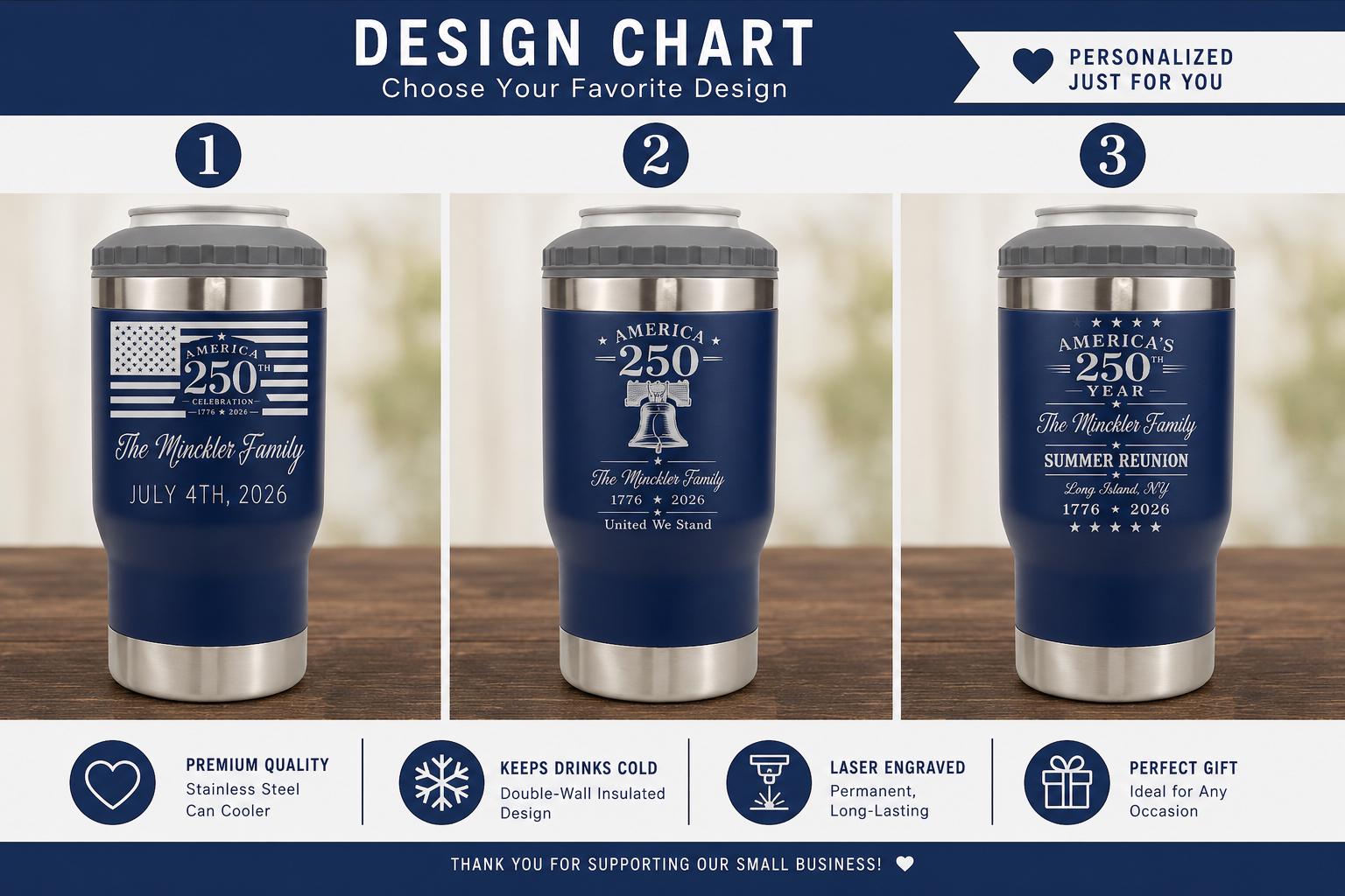 250th Anniversary Can Cooler - color and style options
