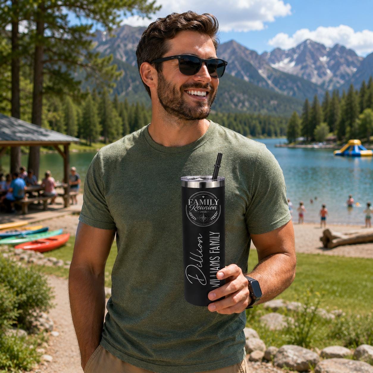 Family Reunion Cups with Name - personalization example
