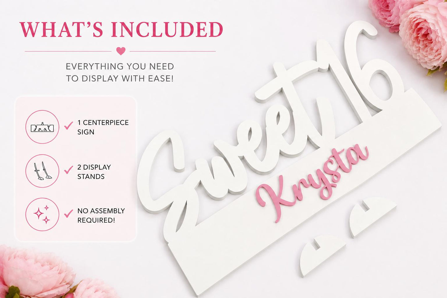 Sweet 16 Photo Prop & Table Centerpiece, Personalized Name Sign