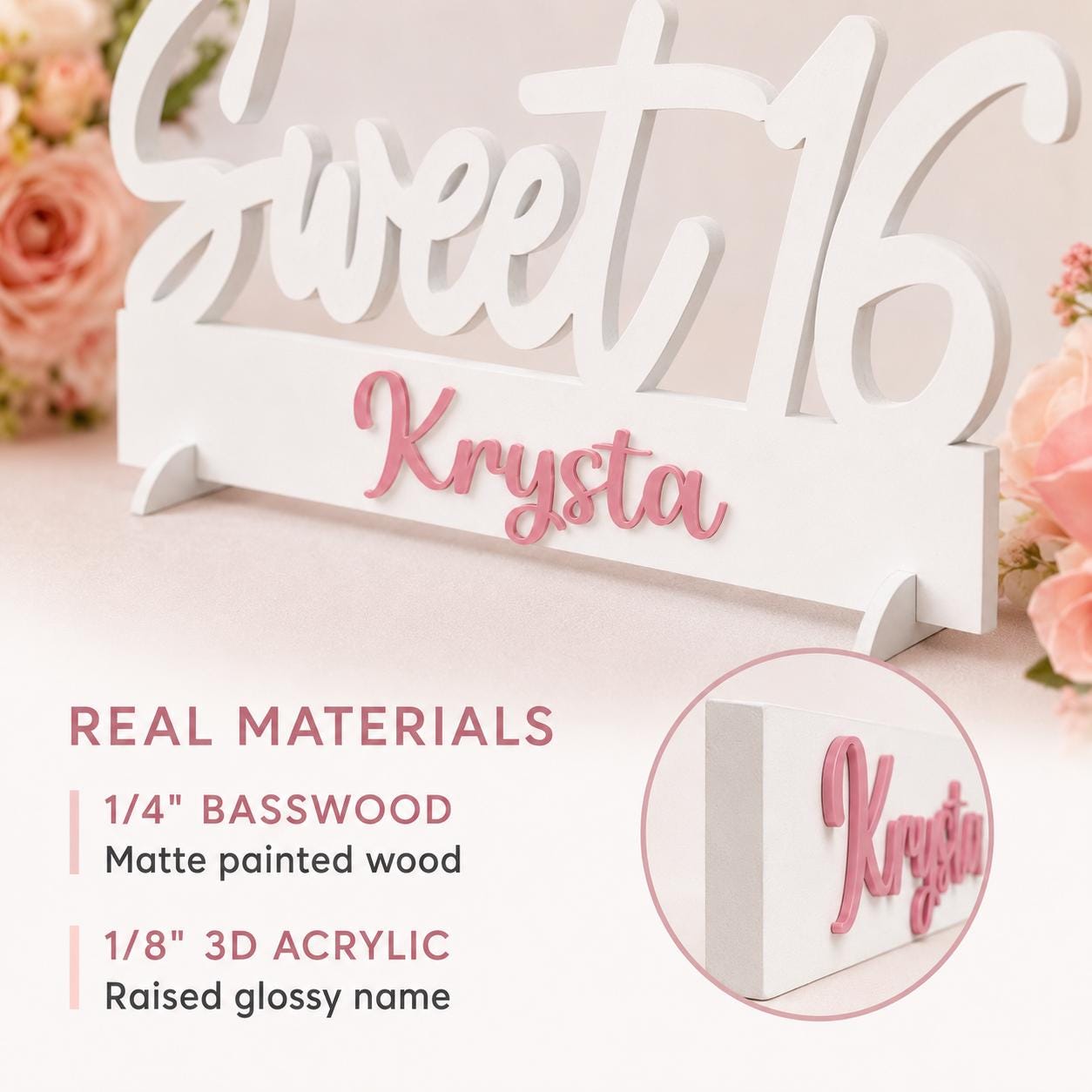 Sweet 16 Photo Prop & Table Centerpiece, Personalized Name Sign