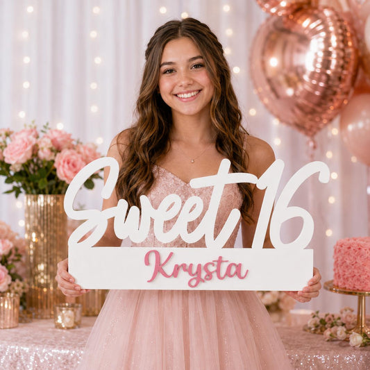 Sweet 16 Photo Prop & Table Centerpiece, Personalized Name Sign