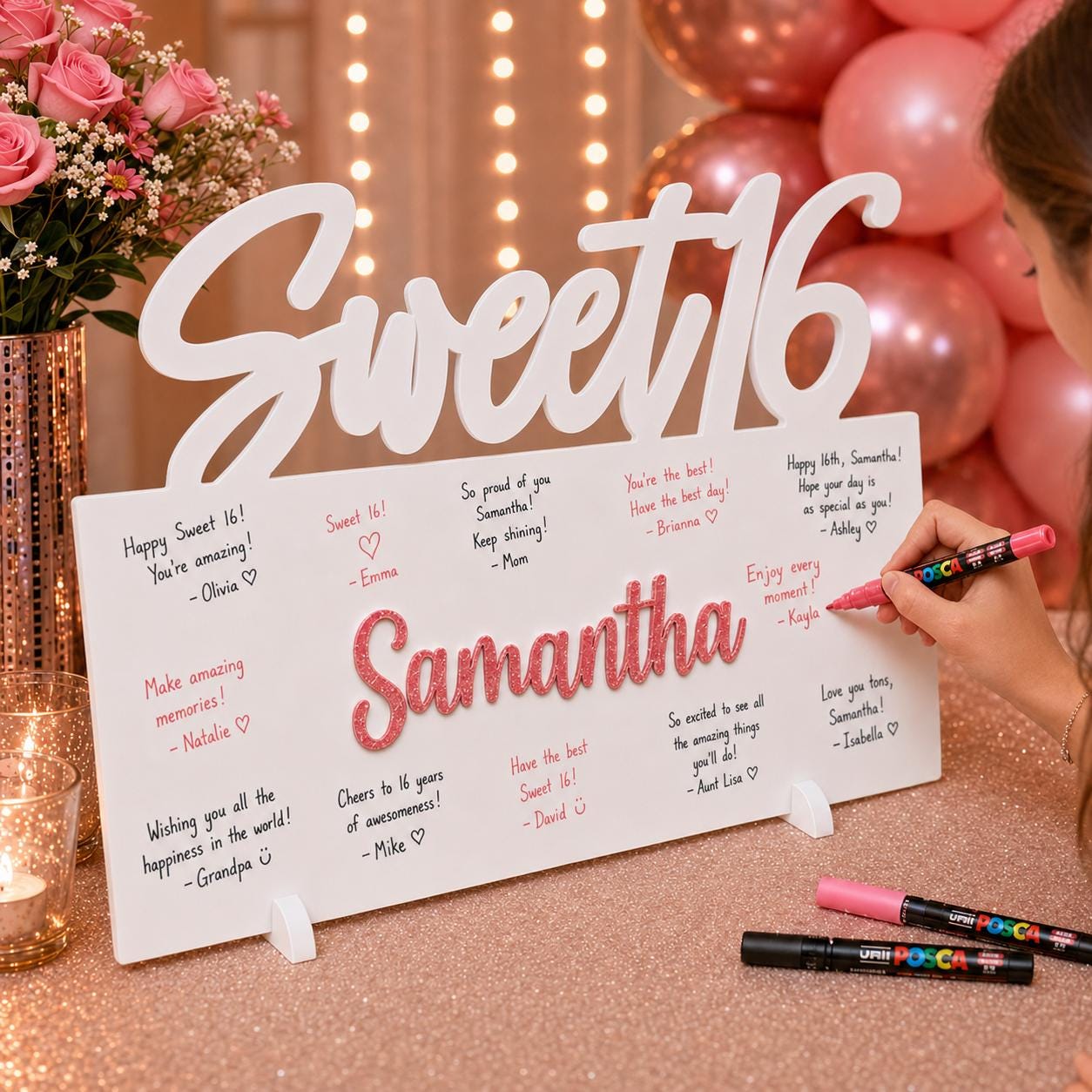 Sweet 16 Guest Book Sign, Personalized Name Signing Board Keepsake