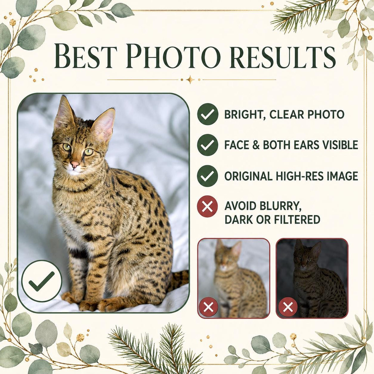 Custom Cat Portrait Christmas Ornament