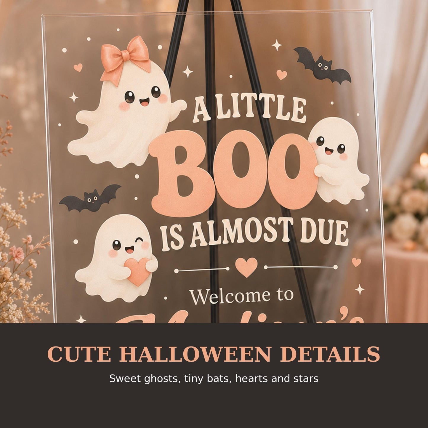 Personalized Little Boo Baby Shower Welcome Sign, Halloween Acrylic Sign, A Little Boo Is Almost Due