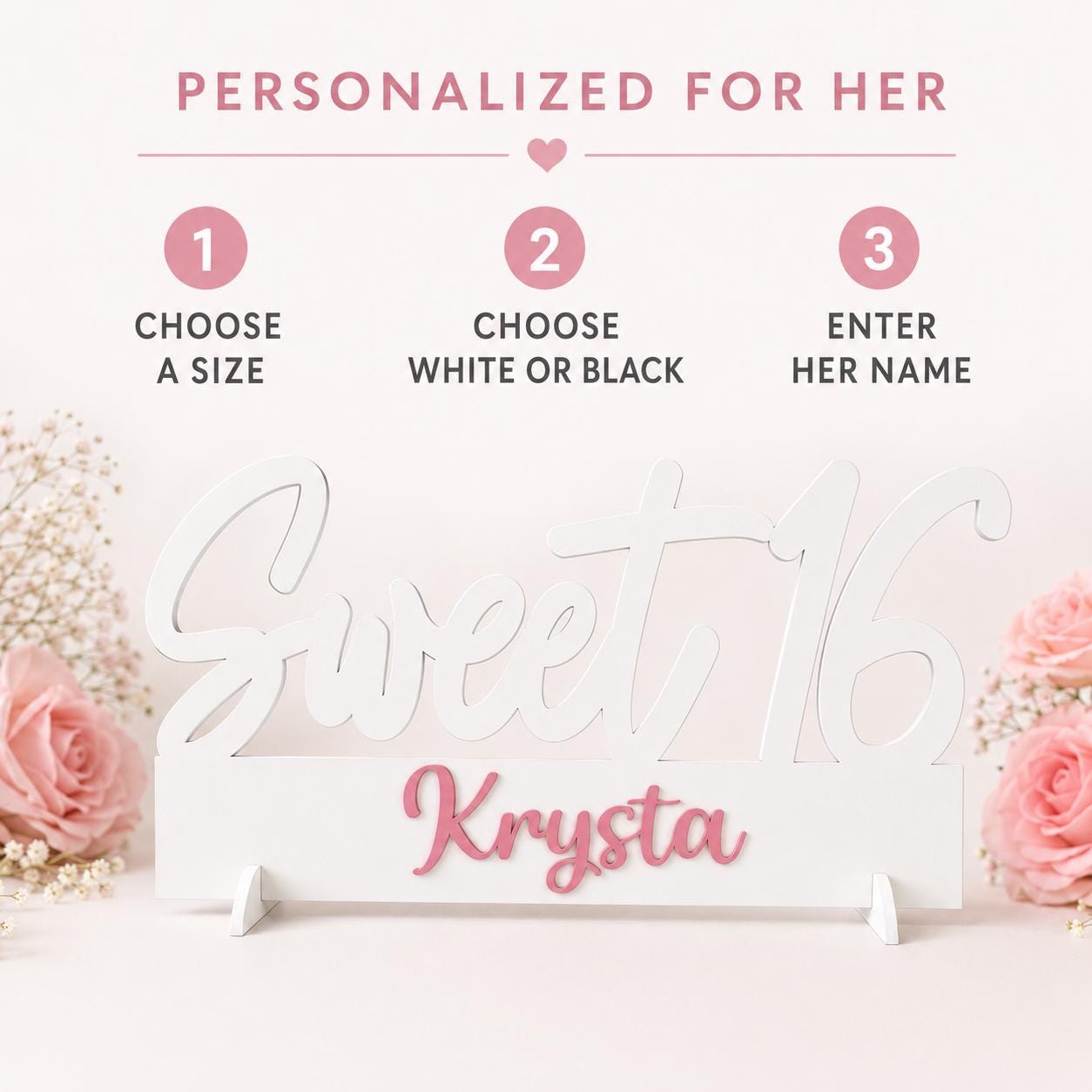Sweet 16 Photo Prop & Table Centerpiece, Personalized Name Sign