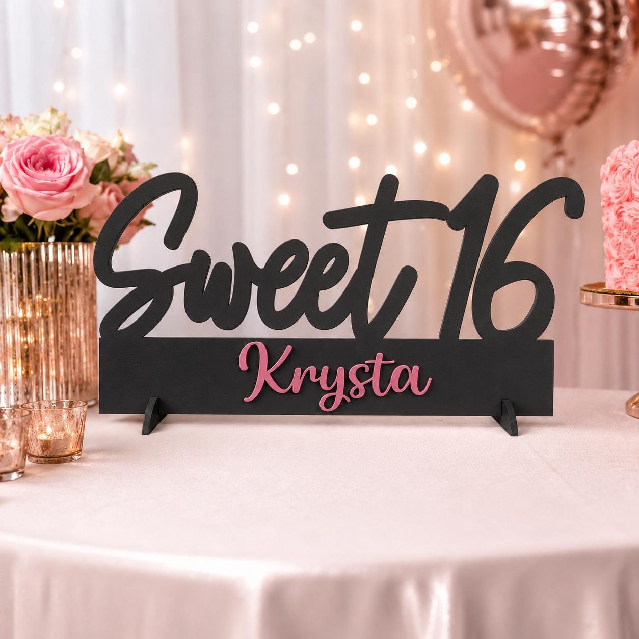 Sweet 16 Photo Prop & Table Centerpiece, Personalized Name Sign