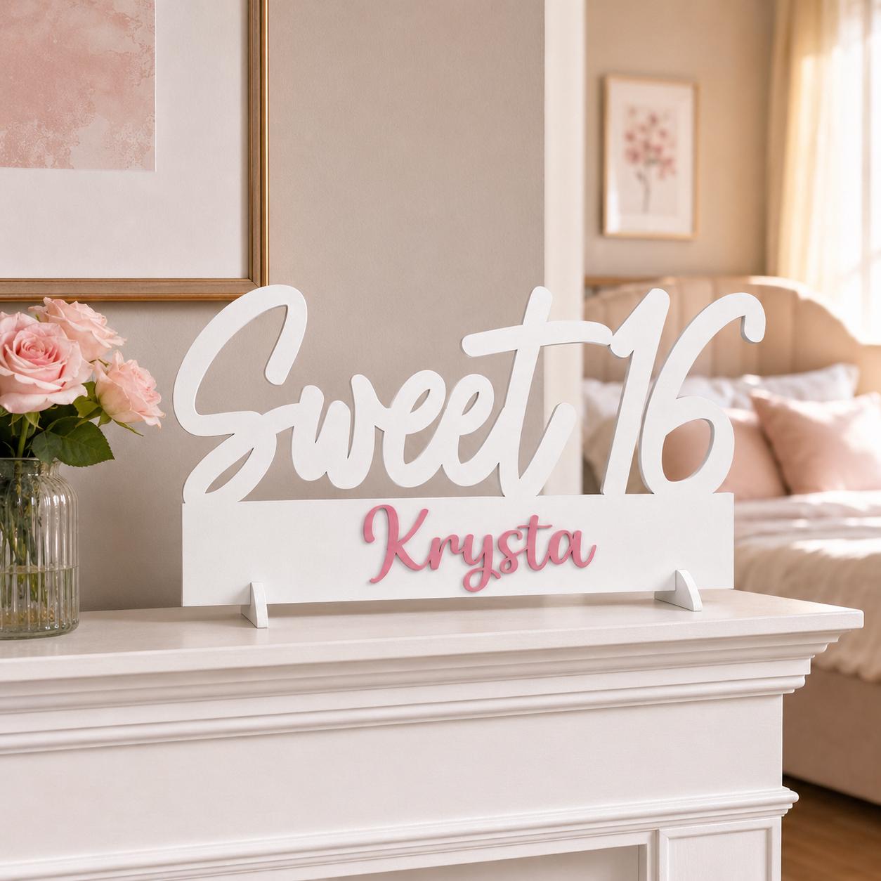 Sweet 16 Photo Prop & Table Centerpiece, Personalized Name Sign