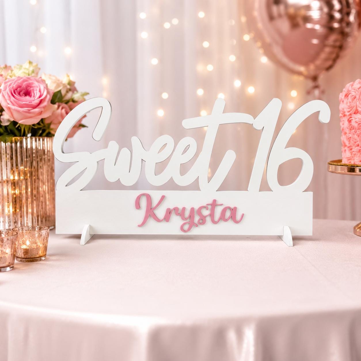 Sweet 16 Photo Prop & Table Centerpiece, Personalized Name Sign