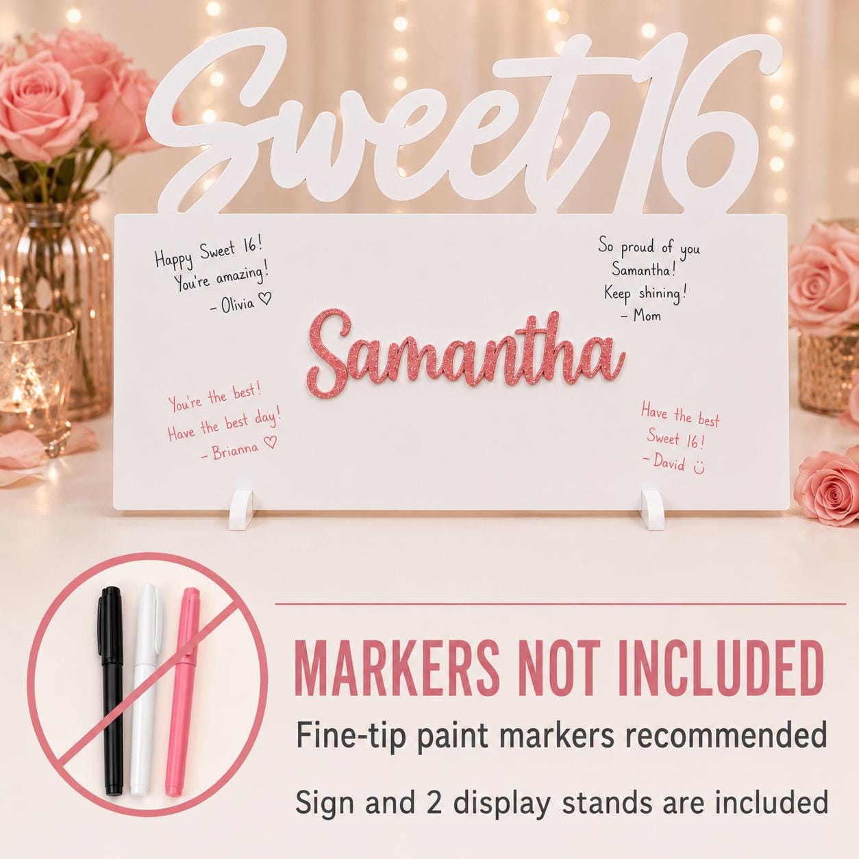 Sweet 16 Guest Book Sign, Personalized Name Signing Board Keepsake