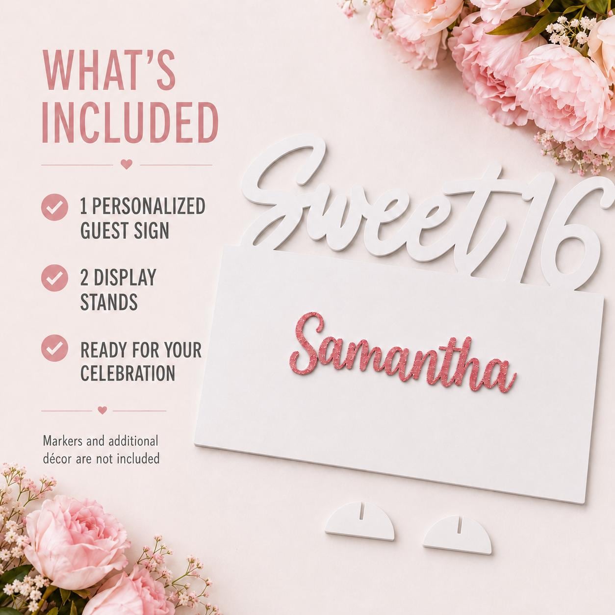 Sweet 16 Guest Book Sign, Personalized Name Signing Board Keepsake
