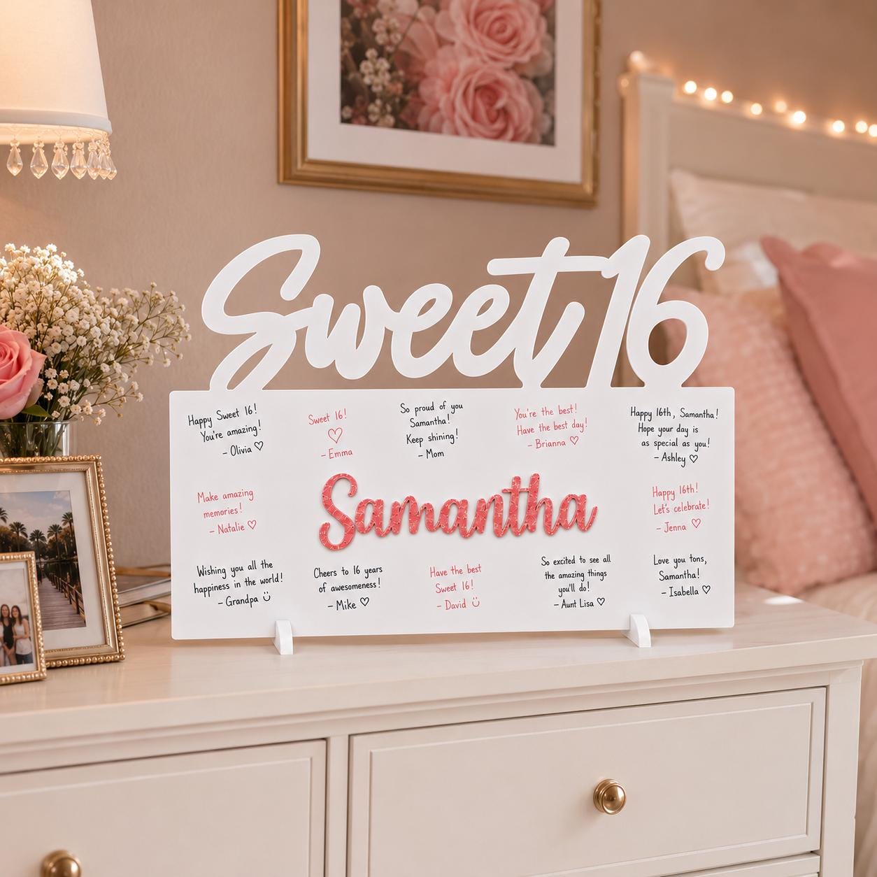 Sweet 16 Guest Book Sign, Personalized Name Signing Board Keepsake