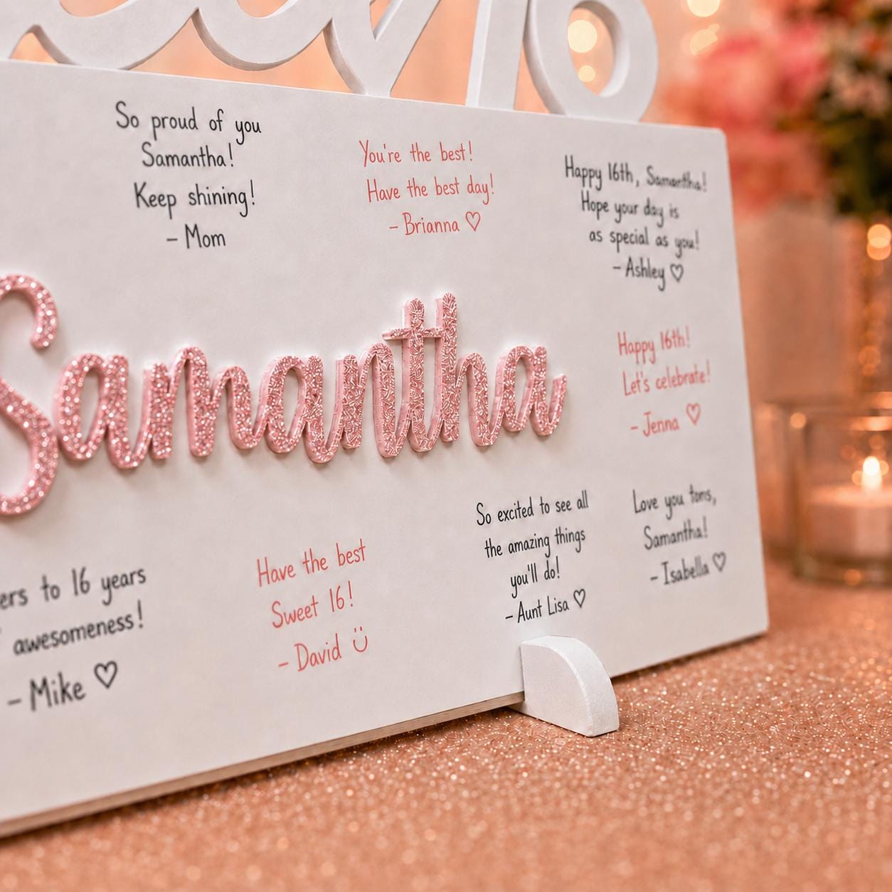 Sweet 16 Guest Book Sign, Personalized Name Signing Board Keepsake