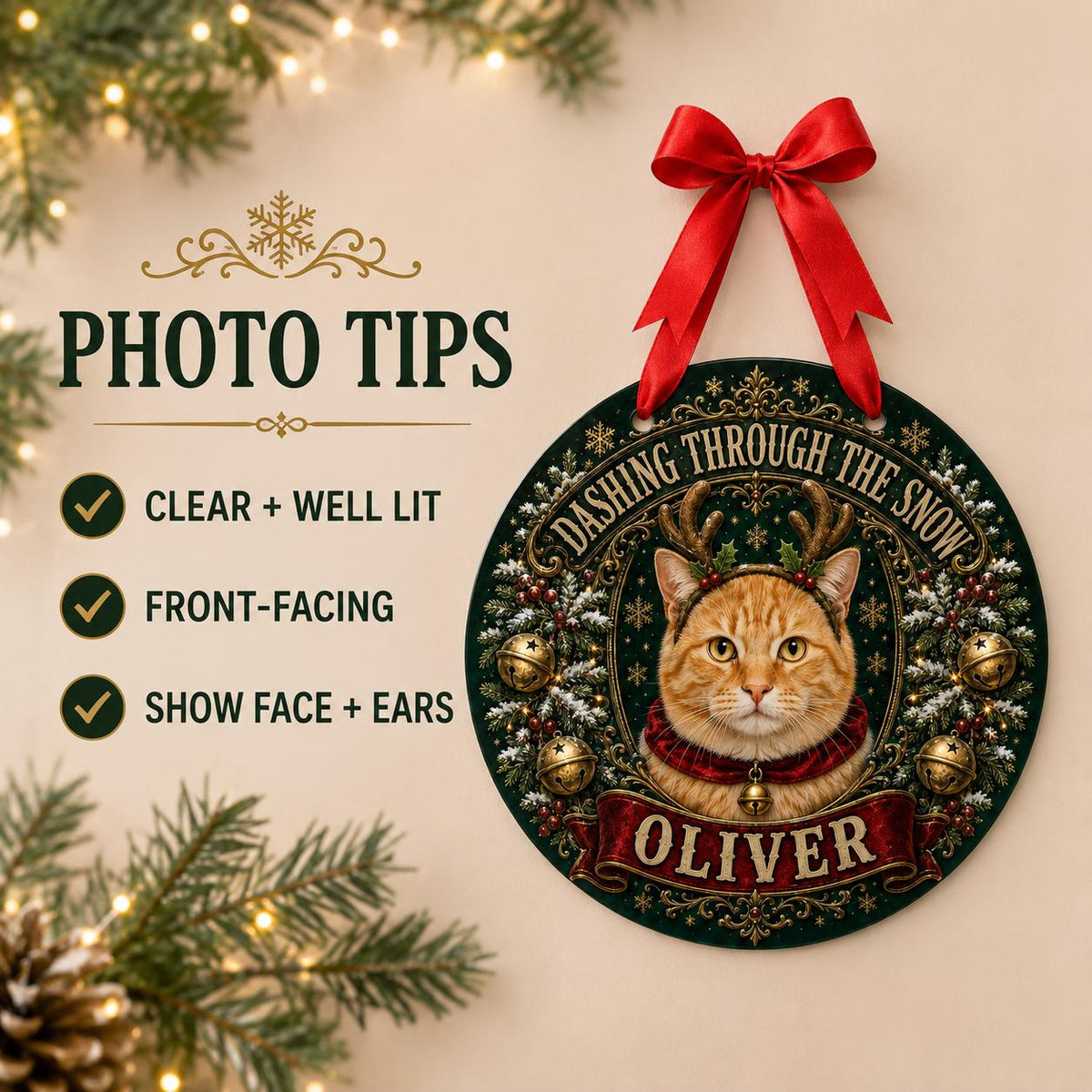 Custom Pet Portrait Christmas Sign