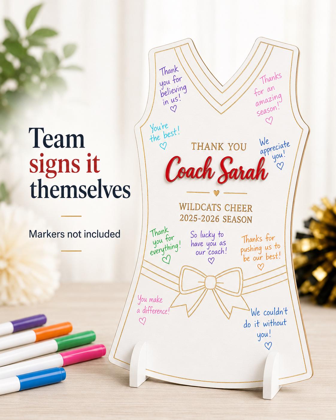 Personalized Cheer Coach Gift | Team Signature Sign