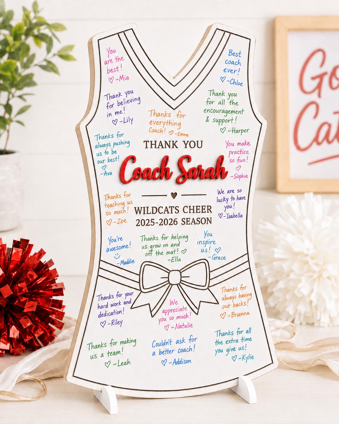 Personalized Cheer Coach Gift | Team Signature Sign
