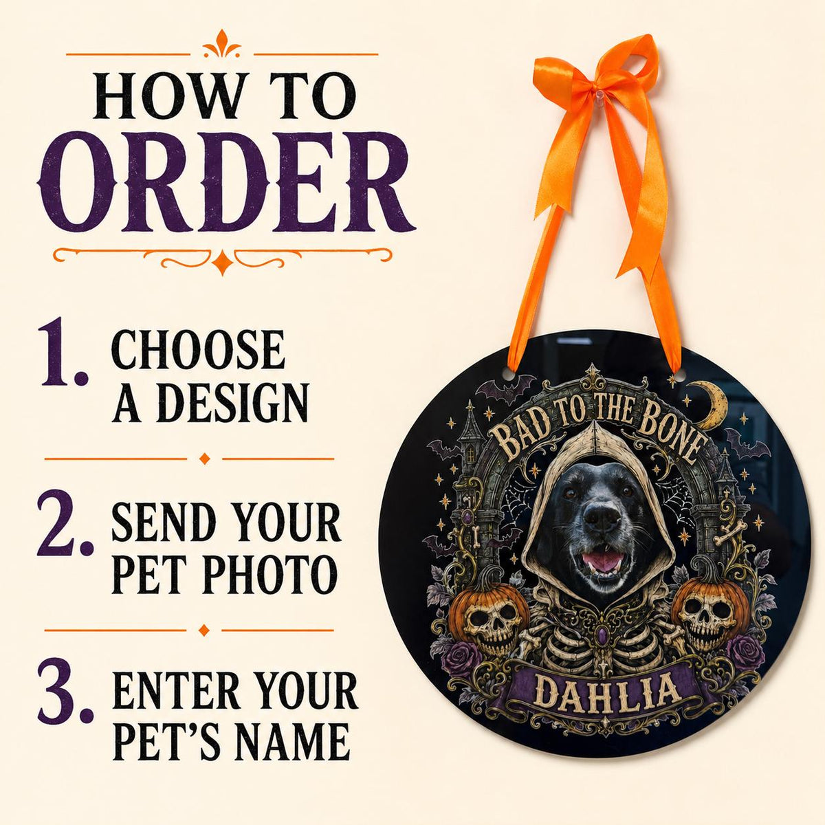 Custom Pet Portrait Halloween Sign