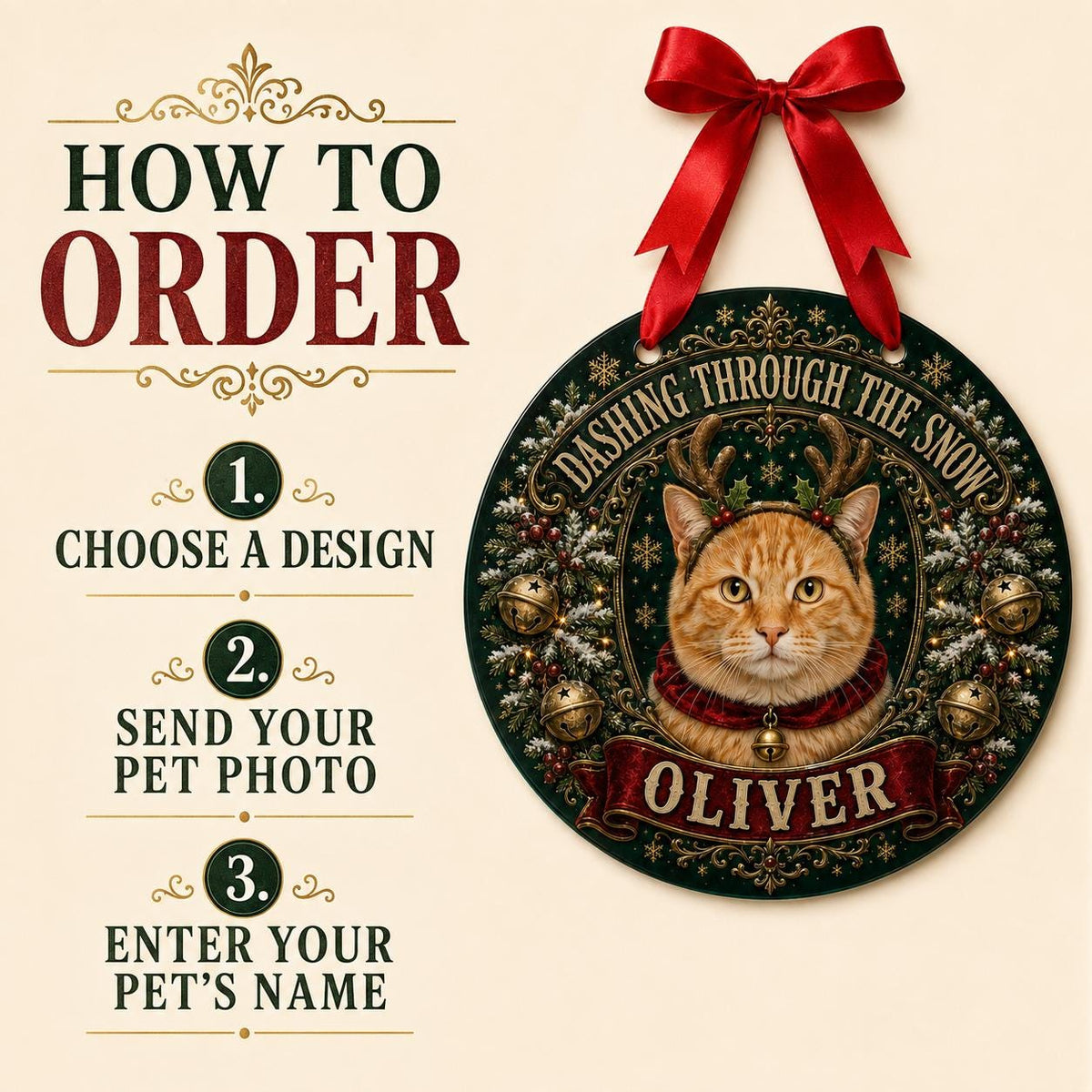 Custom Pet Portrait Christmas Sign