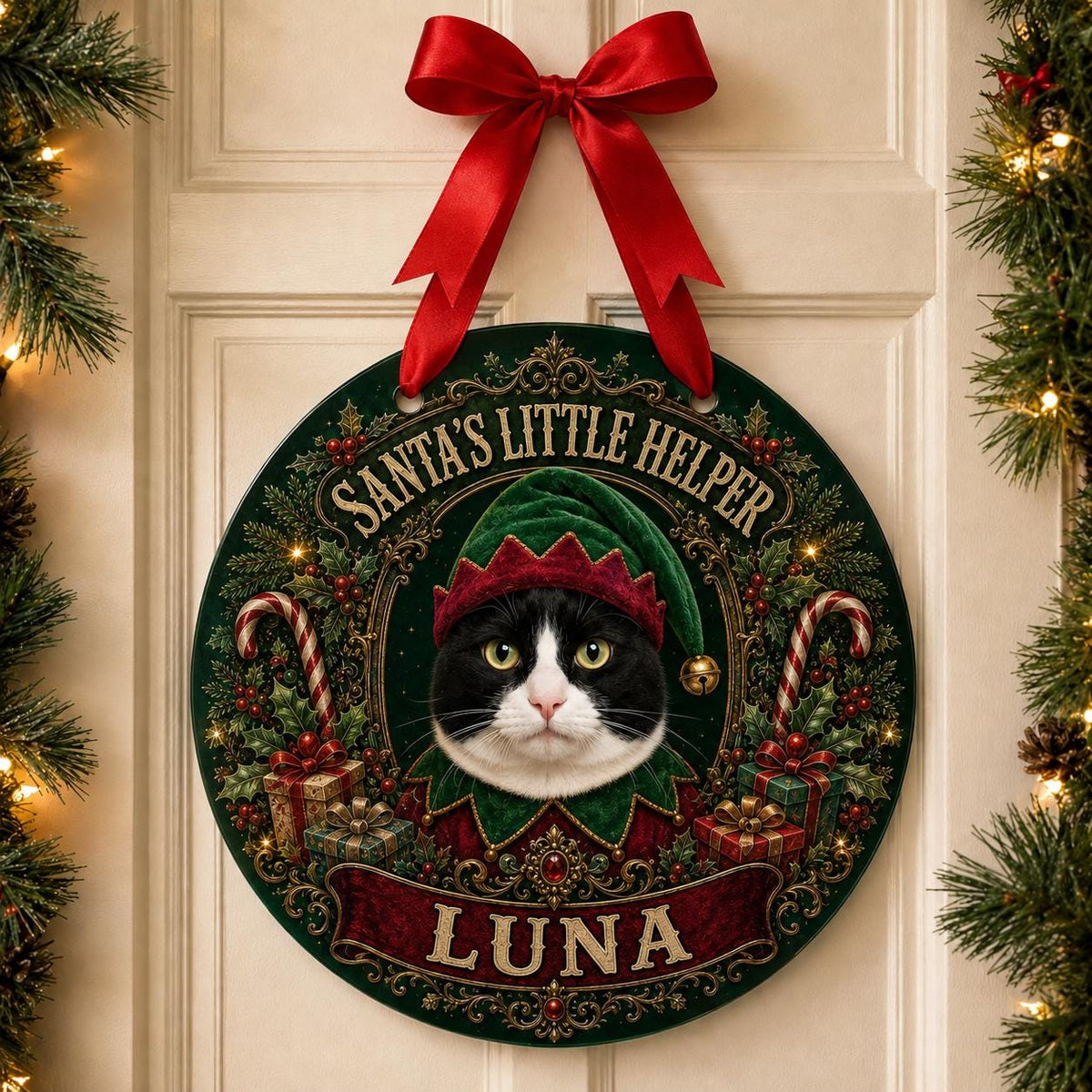 Custom Pet Portrait Christmas Sign