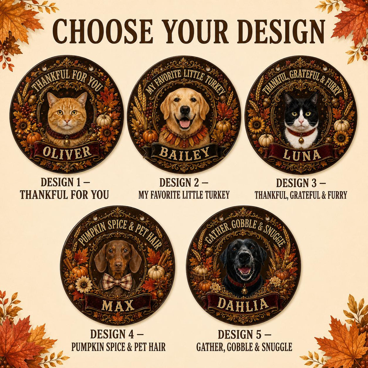 Personalized Thanksgiving Pet Door Hanger