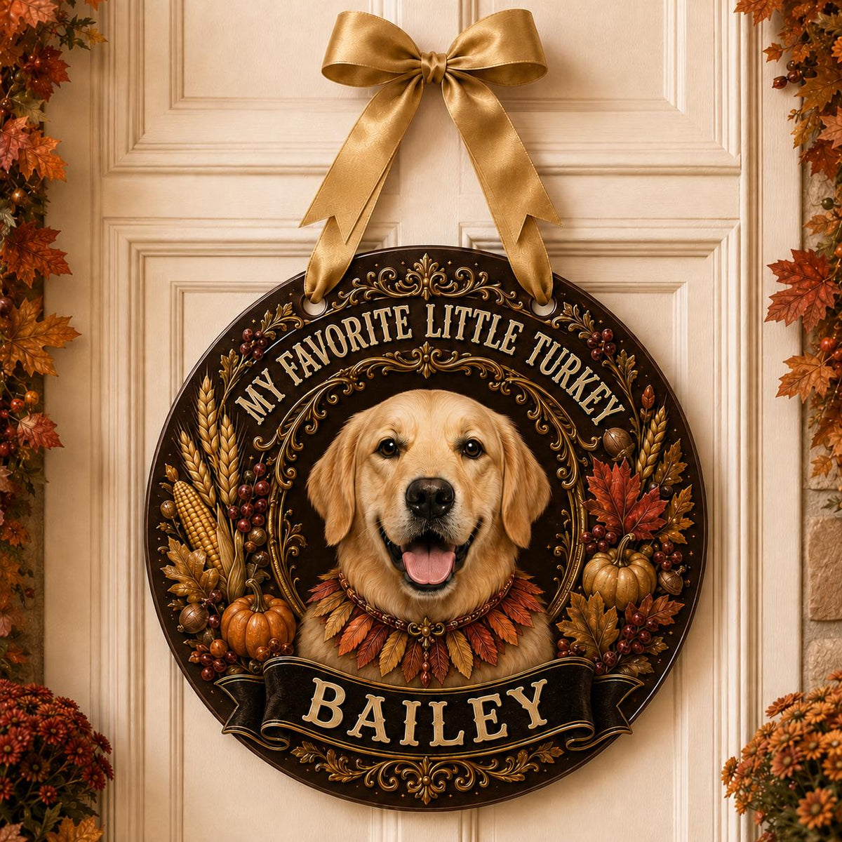 Personalized Thanksgiving Pet Door Hanger