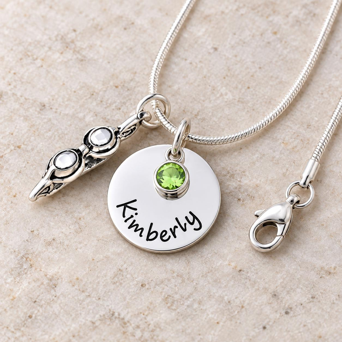 Personalized Swim Necklace: Custom Name & Birthstone
