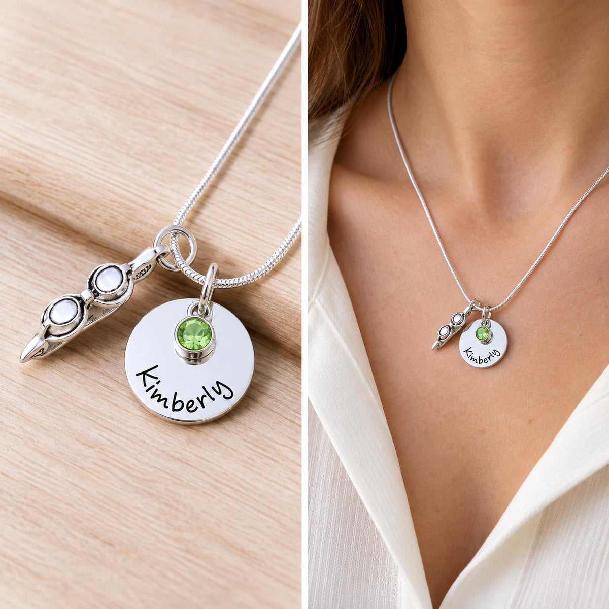 Personalized Swim Necklace: Custom Name & Birthstone