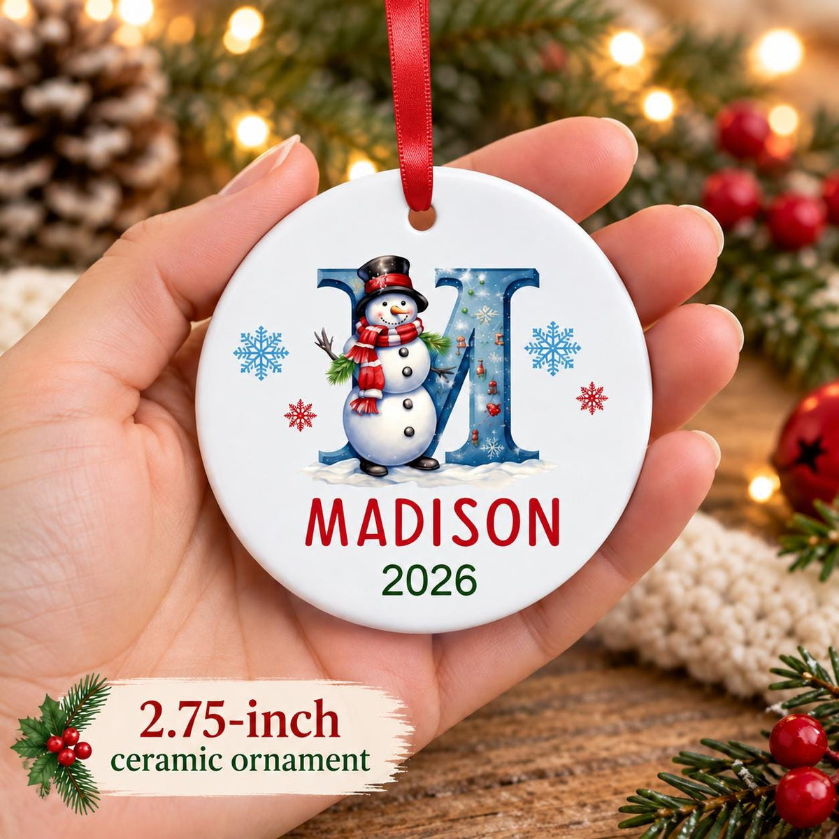 Personalized Letter Name Christmas Ornament