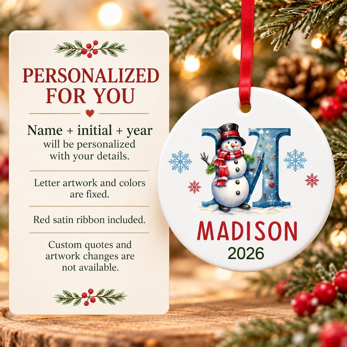 Personalized Letter Name Christmas Ornament
