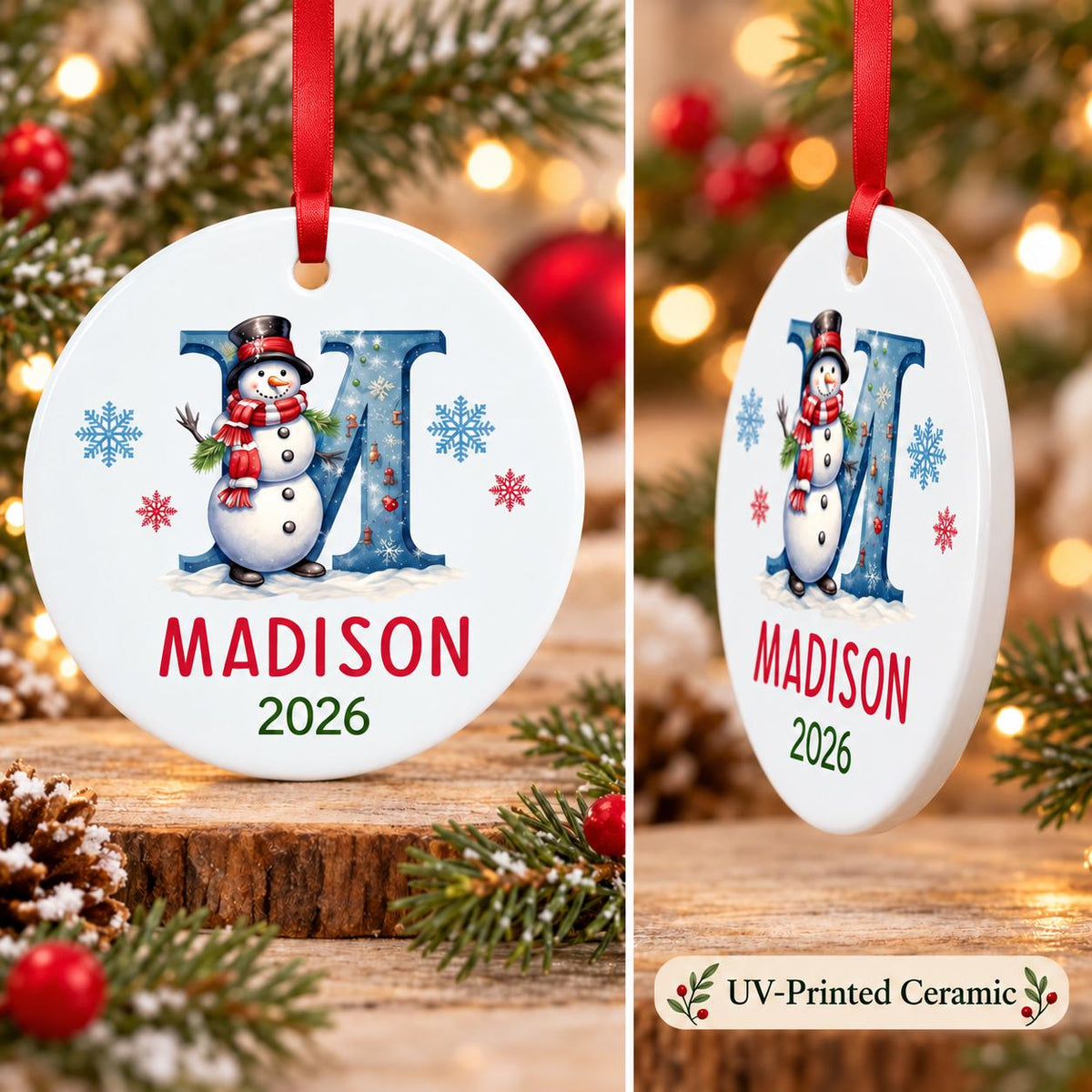 Personalized Letter Name Christmas Ornament