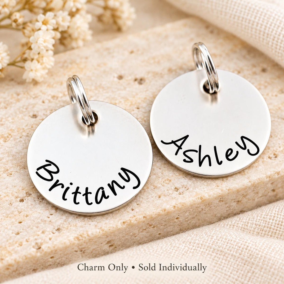 Engraved Stainless Steel Name Charm: Personalized Jewelry