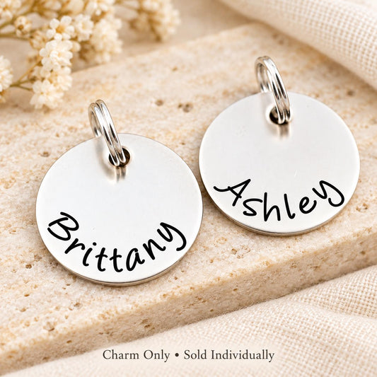 Engraved Stainless Steel Name Charm: Personalized Jewelry