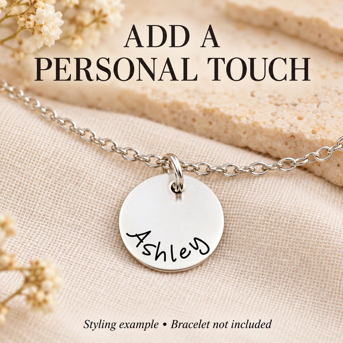 Engraved Stainless Steel Name Charm: Personalized Jewelry