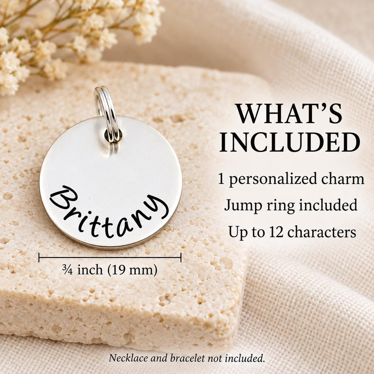 Engraved Stainless Steel Name Charm: Personalized Jewelry