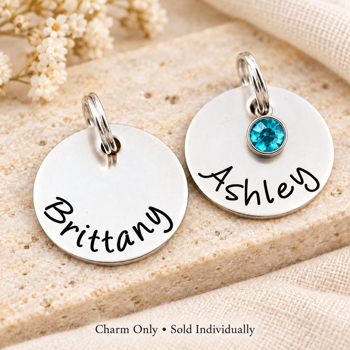 Engraved Stainless Steel Name Charm: Personalized Jewelry