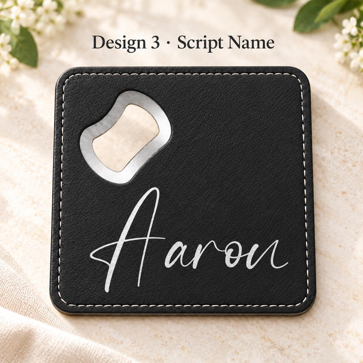 Personalized Groomsmen Gift Coaster Bottle Opener