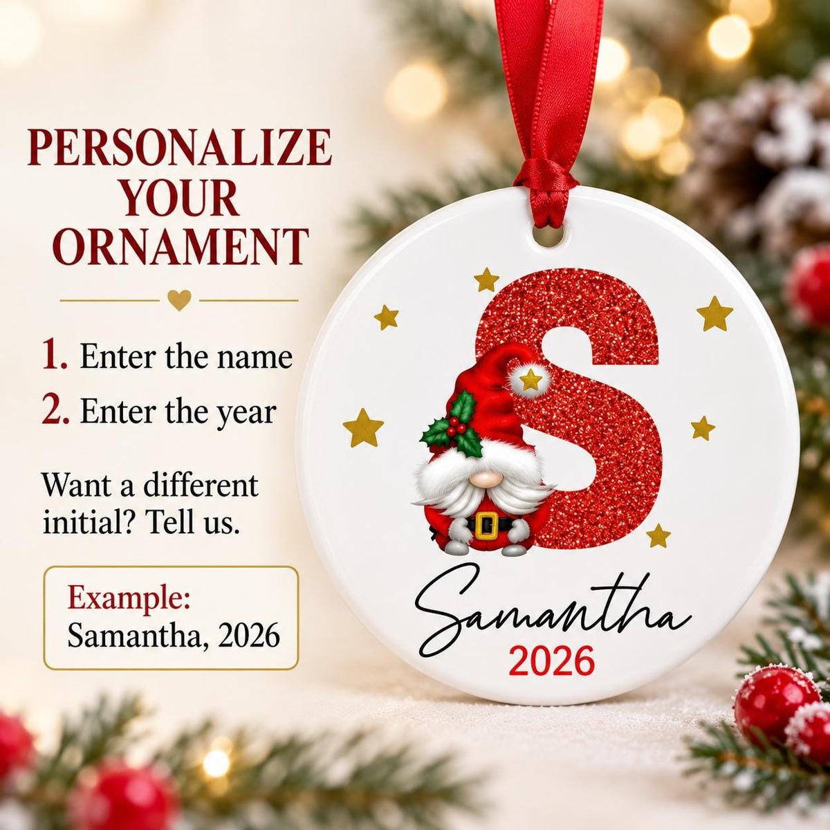 Personalized Initial Ornament for Family