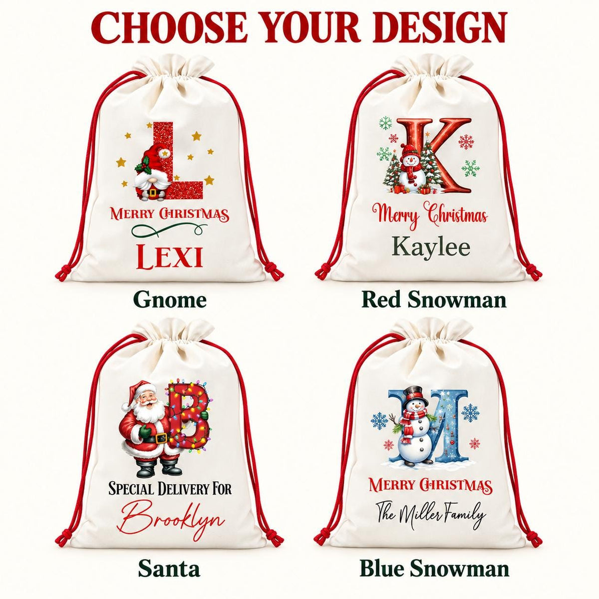 Personalized Santa Sack with Name – Canvas Christmas Bag