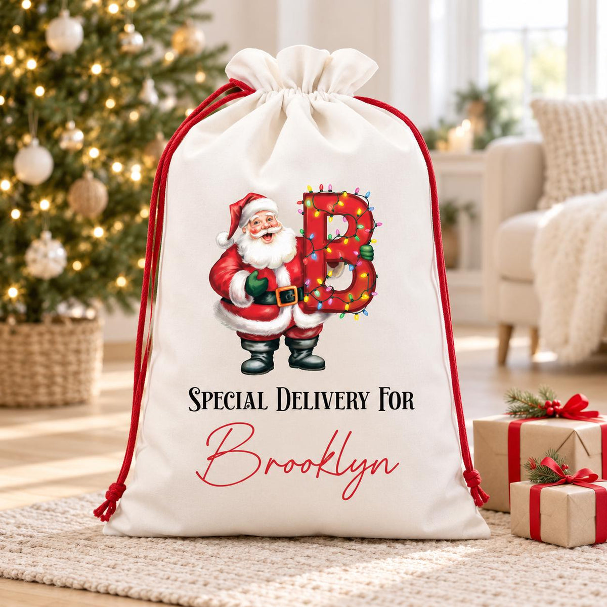 Personalized Snowman Santa Sack – Canvas Christmas Gift Bag